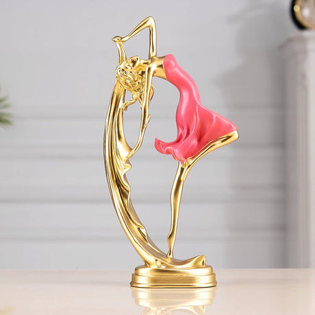 Elegant Handmade Resin Dancing Figurine Living Room Decoration - Red - 