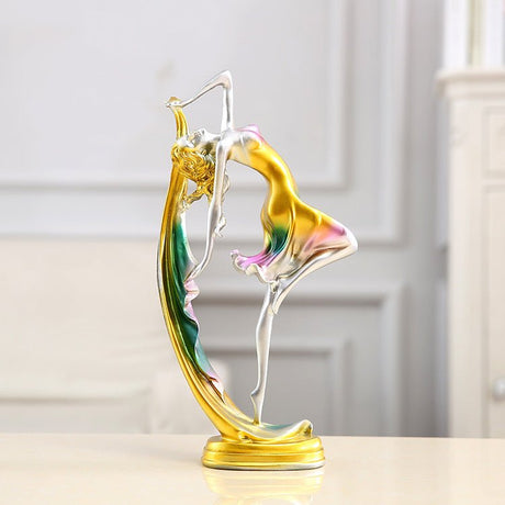 Elegant Handmade Resin Dancing Figurine Living Room Decoration - Multicolour - 