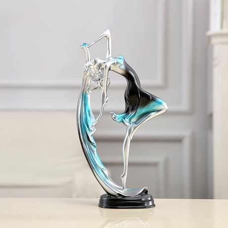 Elegant Handmade Resin Dancing Figurine Living Room Decoration - Blue - 
