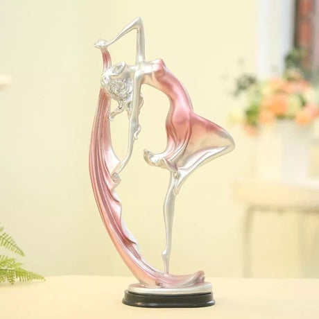 Elegant Handmade Resin Dancing Figurine Living Room Decoration - Pink - 