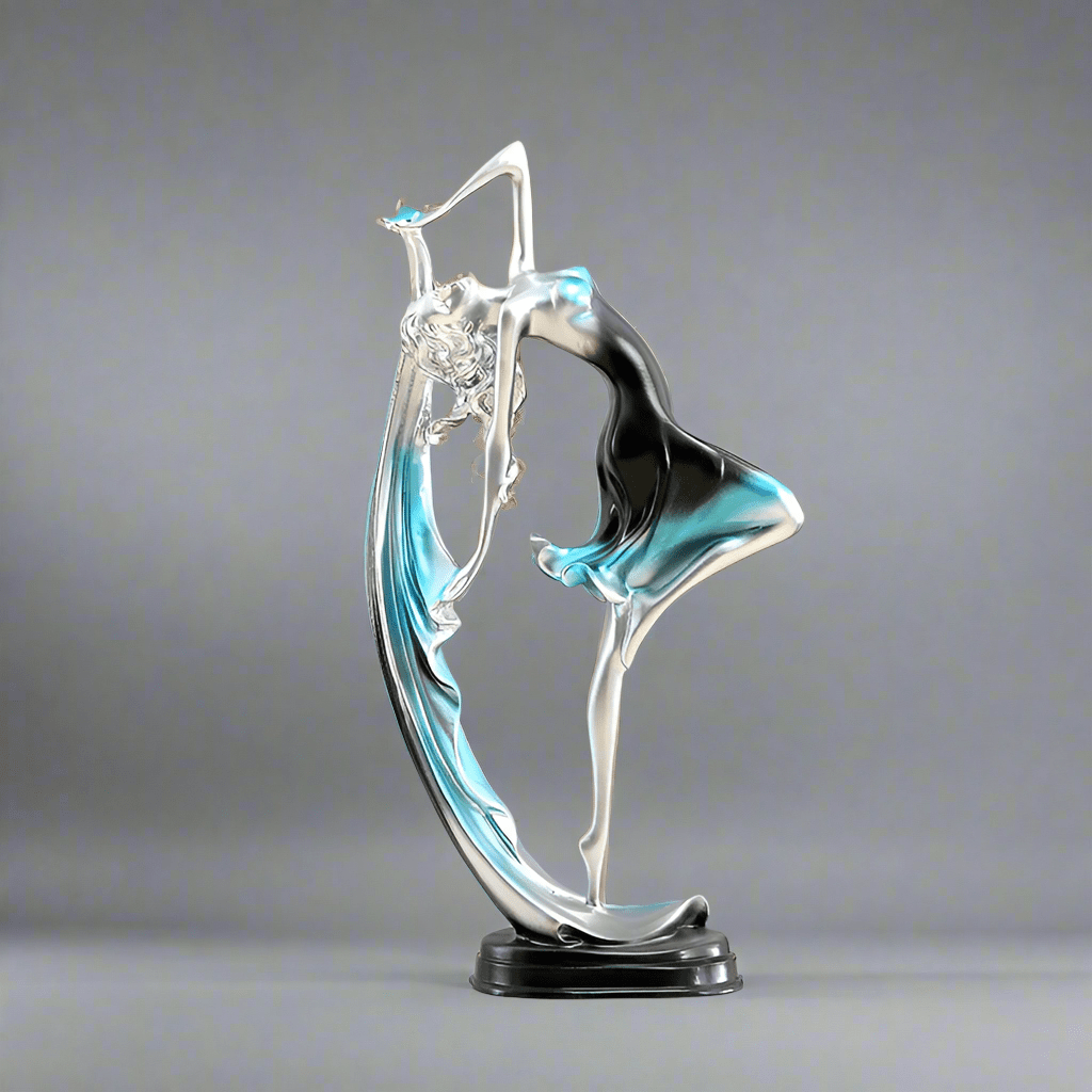 Elegant Handmade Resin Dancing Figurine Living Room Decoration - Blue - 