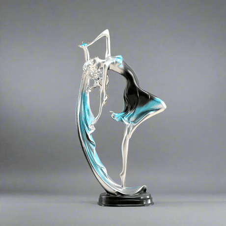Elegant Handmade Resin Dancing Figurine Living Room Decoration - Blue - 