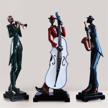 Elegant Jazz Trio Resin Sculptures – Musical Instrument Figurine Set - Set of 3 - 