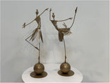 Elegant Metal Dancing Girl Sculptures – Butterfly & Bird Girl Figurines - Bird Girl - Dark Gold - 