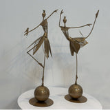 Elegant Metal Dancing Girl Sculptures – Butterfly & Bird Girl Figurines - Bird Girl - Dark Gold - 