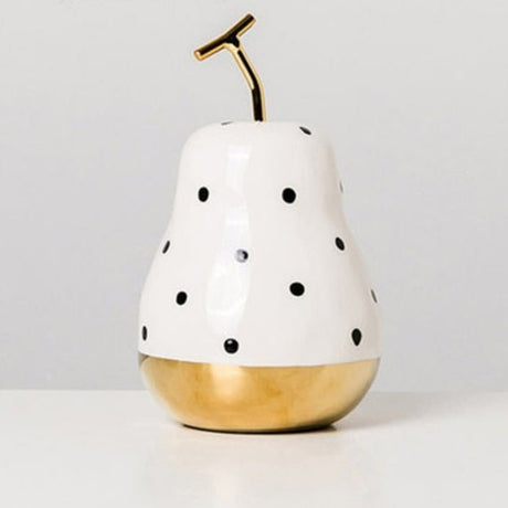 Elegant Porcelain Apple & Pear Decorative Ornaments – Modern White & Gold Accents - Pear - 