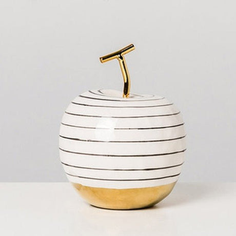 Elegant Porcelain Apple & Pear Decorative Ornaments – Modern White & Gold Accents - Pear - 