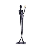 Elegant Reading woman Sculpture – Black Cast Aluminum Art Décor - 12 x 12 x 51 cm - 