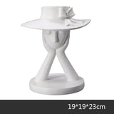 Elegant Resin Vase with Abstract Character Design – Hand - Painted Modern Home Décor - White - 