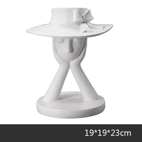 Elegant Resin Vase with Abstract Character Design – Hand - Painted Modern Home Décor - White - 