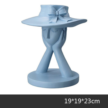 Elegant Resin Vase with Abstract Character Design – Hand - Painted Modern Home Décor - Blue - 