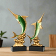 Elegant Swordfish Resin Sculptures – Ocean Inspired Home Décor - Bright Gold Swordfish – Pair - 