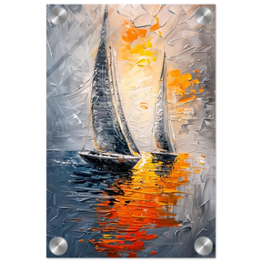 “Ember Sails” – Sailing Into the Sunset on Firelight Waters | Wall art Print - Acrylic Print - 20x30 cm / 8x12″ - 