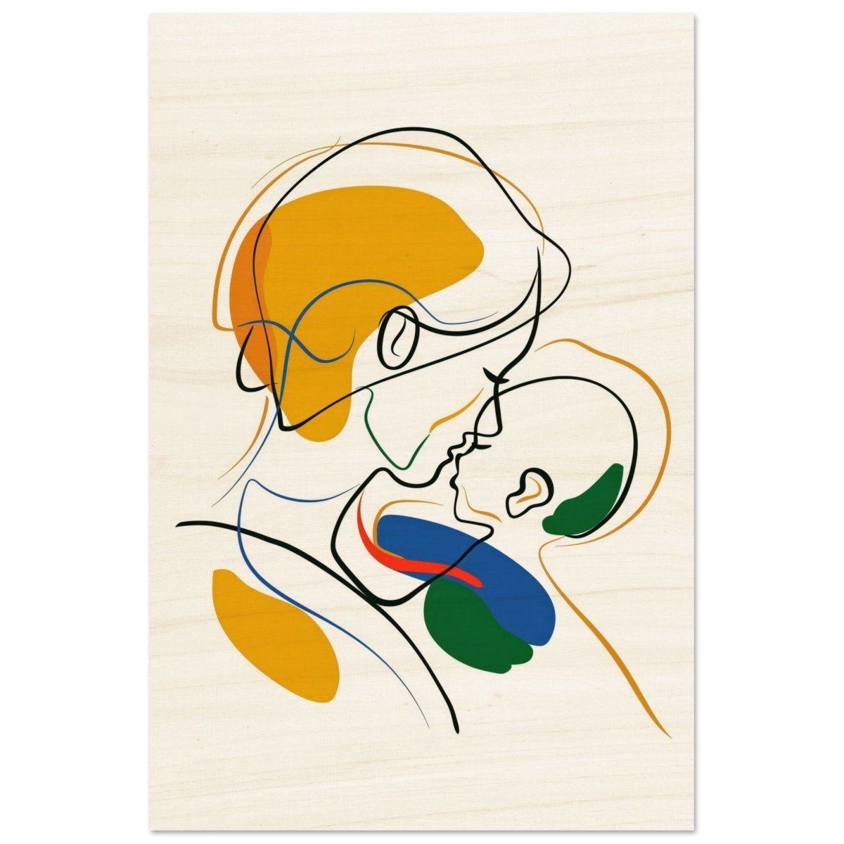 Embrace of Love | A Mother's Touch | Minimalist Art wall art print - Wood Prints - 40x60 cm / 16x24″ - 