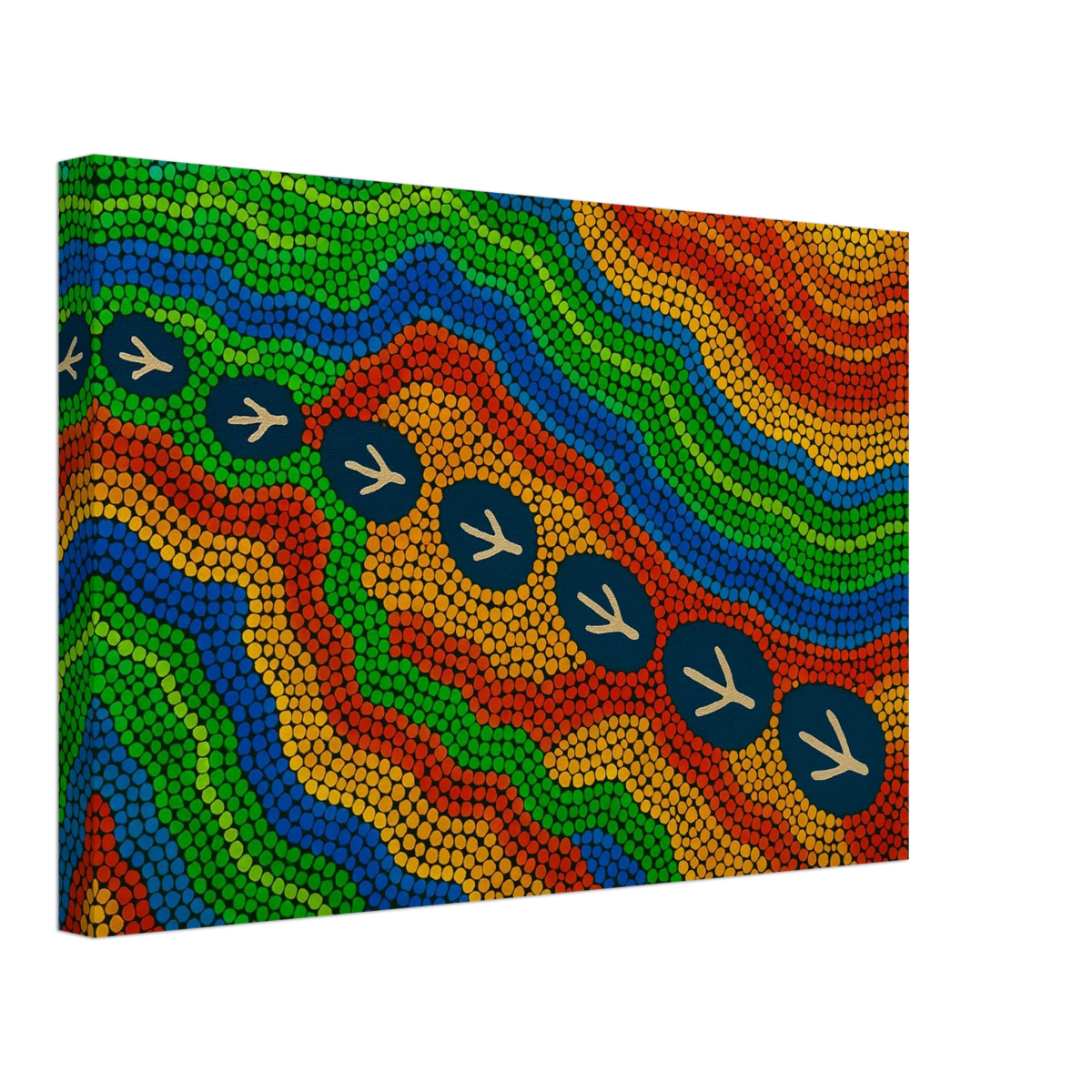 Emu Tracks Dreaming – Aboriginal Dot Painting Wall Art Print - Canvas - 30x45 cm / 12x18″ - 