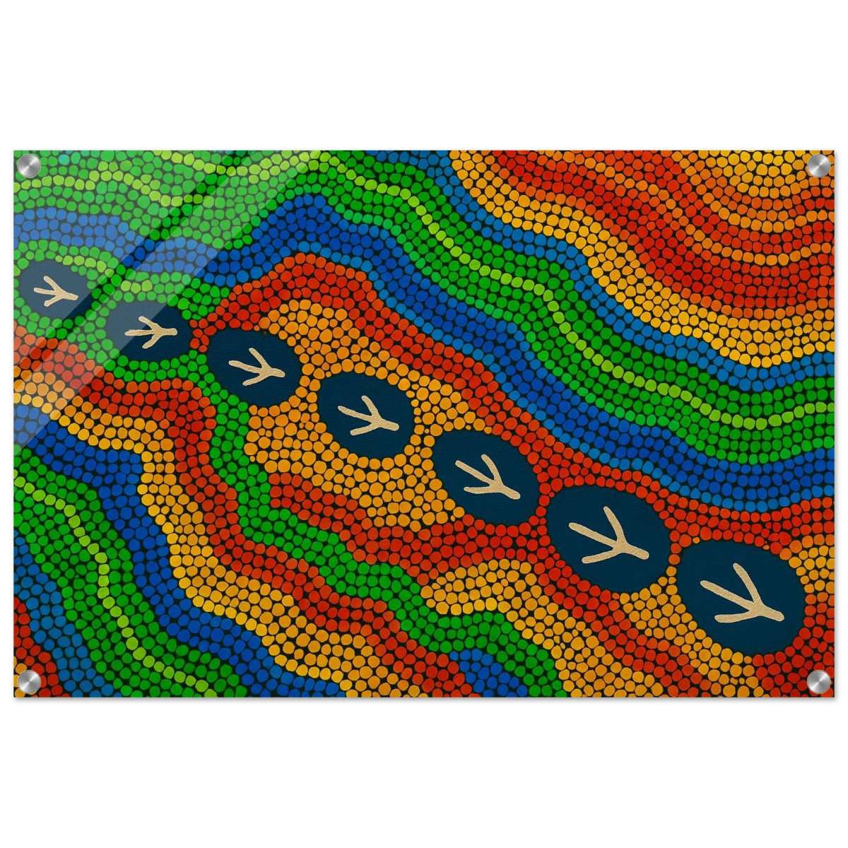 Emu Tracks Dreaming – Aboriginal Dot Painting Wall Art Print - Acrylic Print - 50x75 cm / 20x30″ - 