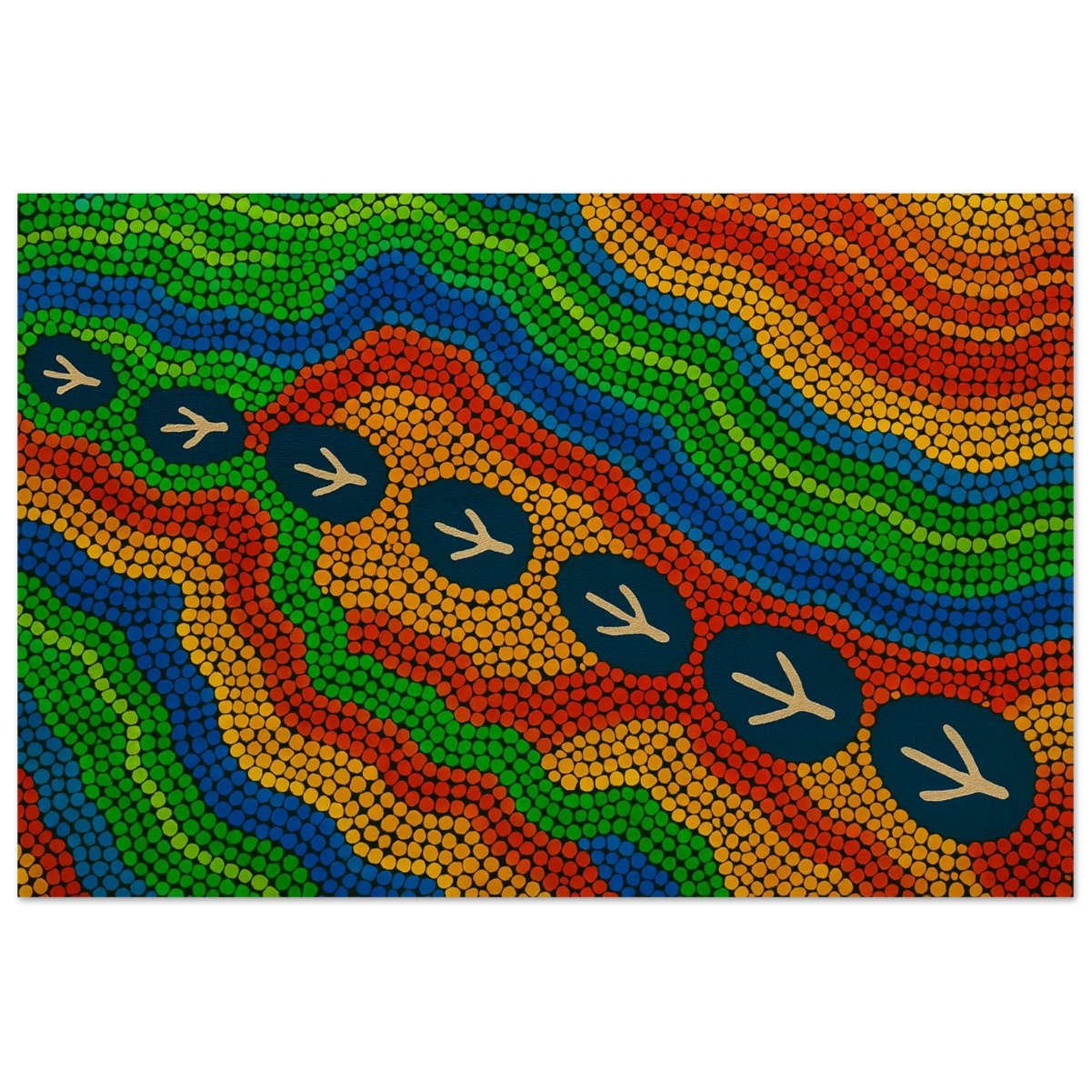 Emu Tracks Dreaming – Aboriginal Dot Painting Wall Art Print - Wood Prints - 60x90 cm / 24x36″ - 
