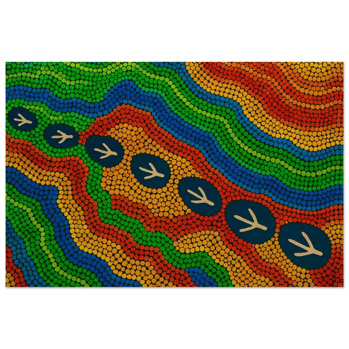 Emu Tracks Dreaming – Aboriginal Dot Painting Wall Art Print - Wood Prints - 40x60 cm / 16x24″ - 