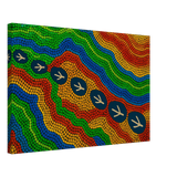 Emu Tracks Dreaming – Aboriginal Dot Painting Wall Art Print - Canvas - 40x60 cm / 16x24″ - 