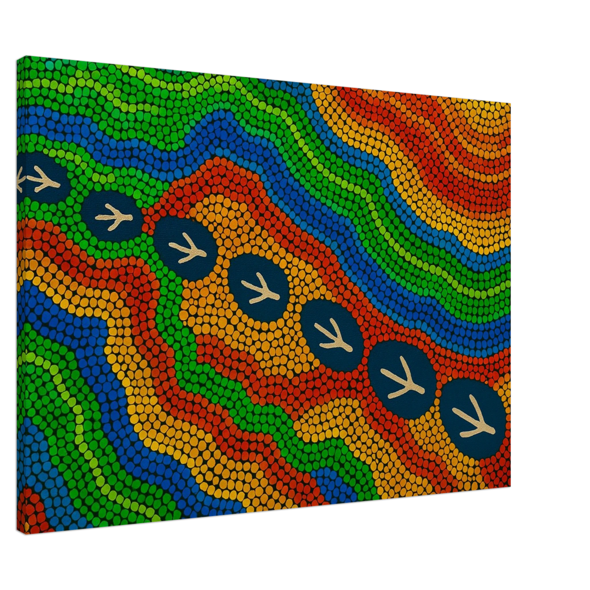 Emu Tracks Dreaming – Aboriginal Dot Painting Wall Art Print - Canvas - 70x100 cm / 28x40″ - 