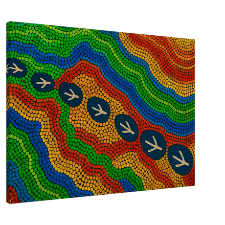 Emu Tracks Dreaming – Aboriginal Dot Painting Wall Art Print - Canvas - 70x100 cm / 28x40″ - 