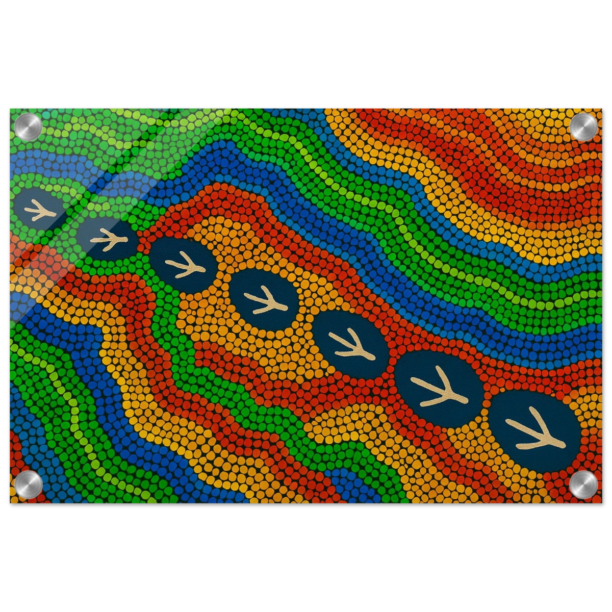 Emu Tracks Dreaming – Aboriginal Dot Painting Wall Art Print - Acrylic Print - 30x45 cm / 12x18″ - 