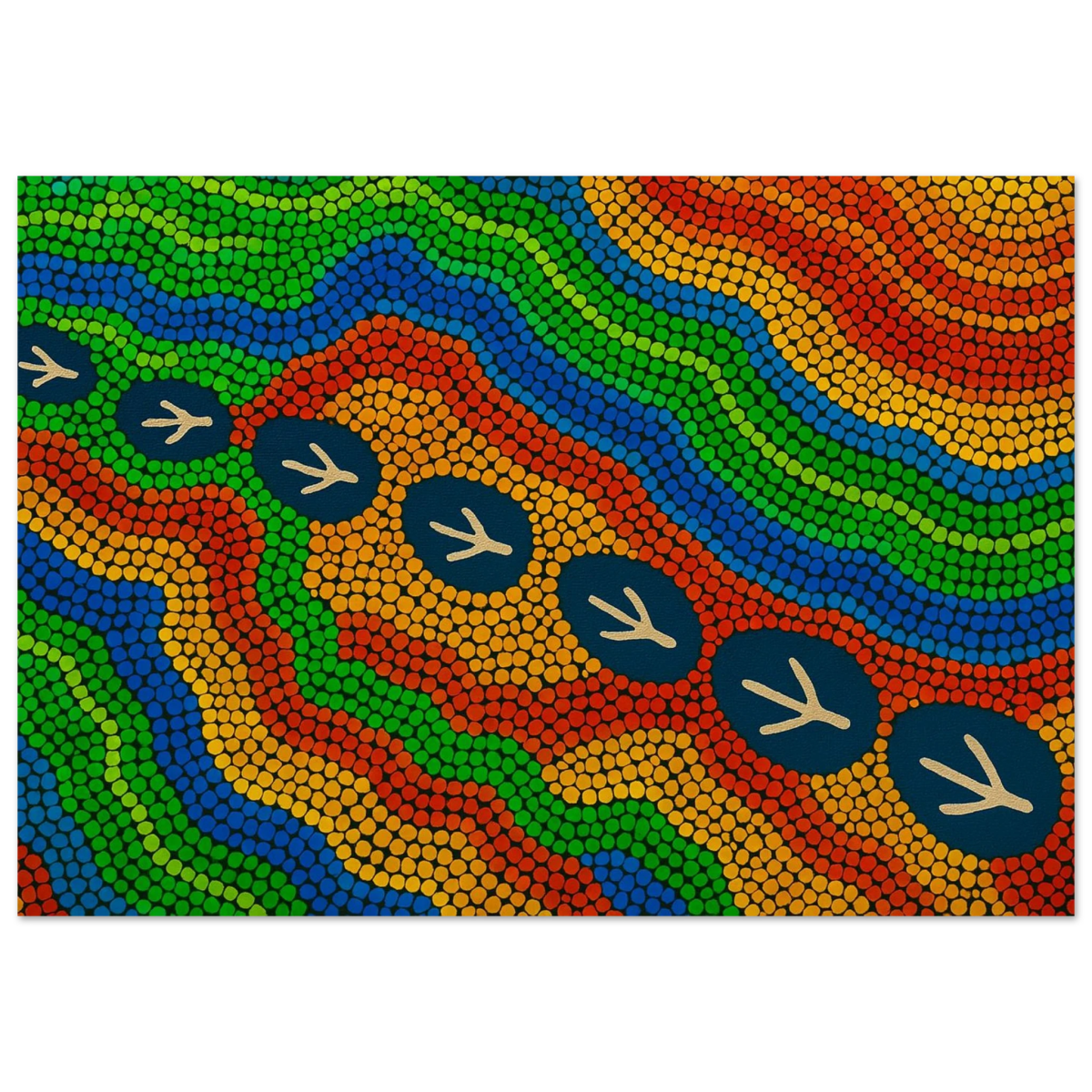 Emu Tracks Dreaming – Aboriginal Dot Painting Wall Art Print - Fine Art Poster - 70x100 cm / 28x40″ - 