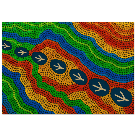 Emu Tracks Dreaming – Aboriginal Dot Painting Wall Art Print - Fine Art Poster - 70x100 cm / 28x40″ - 