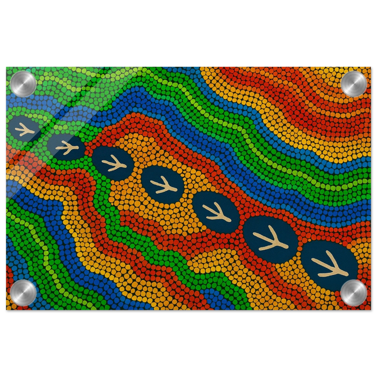 Emu Tracks Dreaming – Aboriginal Dot Painting Wall Art Print - Acrylic Print - 20x30 cm / 8x12″ - 