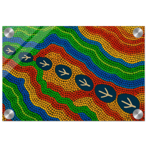 Emu Tracks Dreaming – Aboriginal Dot Painting Wall Art Print - Acrylic Print - 20x30 cm / 8x12″ - 