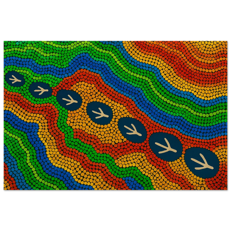 Emu Tracks Dreaming – Aboriginal Dot Painting Wall Art Print - Fine Art Poster - 40x60 cm / 16x24″ - 