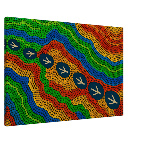 Emu Tracks Dreaming – Aboriginal Dot Painting Wall Art Print - Canvas - 60x90 cm / 24x36″ - 