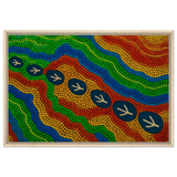 Emu Tracks Dreaming – Aboriginal Dot Painting Wall Art Print - Framed Canvas - 60x90 cm / 24x36″ - Wood frame