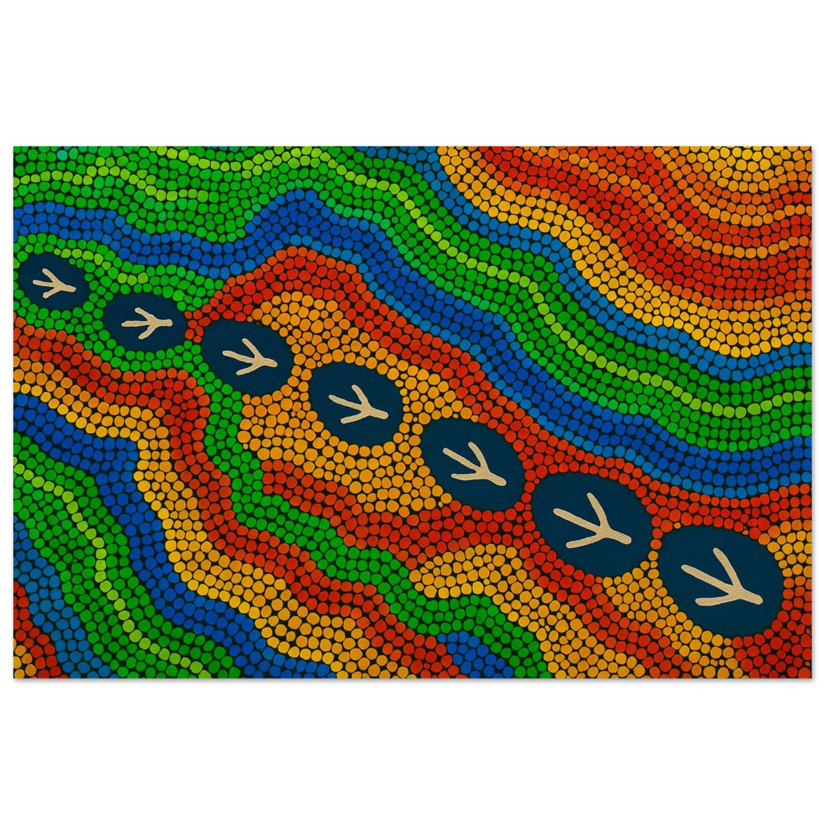 Emu Tracks Dreaming – Aboriginal Dot Painting Wall Art Print - Fine Art Poster - 60x90 cm / 24x36″ - 