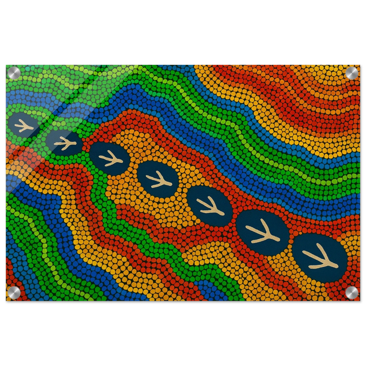 Emu Tracks Dreaming – Aboriginal Dot Painting Wall Art Print - Acrylic Print - 40x60 cm / 16x24″ - 