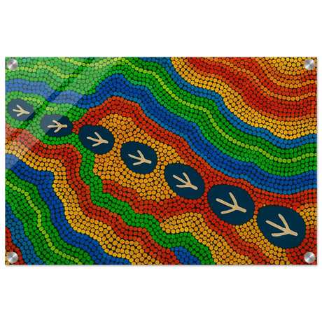 Emu Tracks Dreaming – Aboriginal Dot Painting Wall Art Print - Acrylic Print - 40x60 cm / 16x24″ - 
