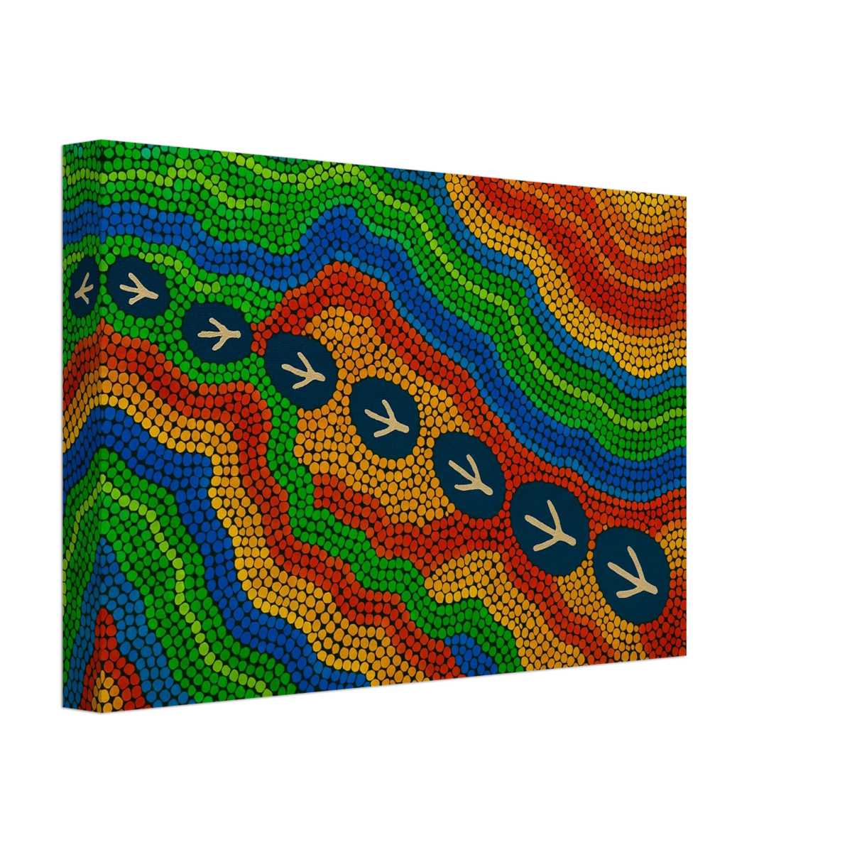 Emu Tracks Dreaming – Aboriginal Dot Painting Wall Art Print - Canvas - 20x30 cm / 8x12″ - 