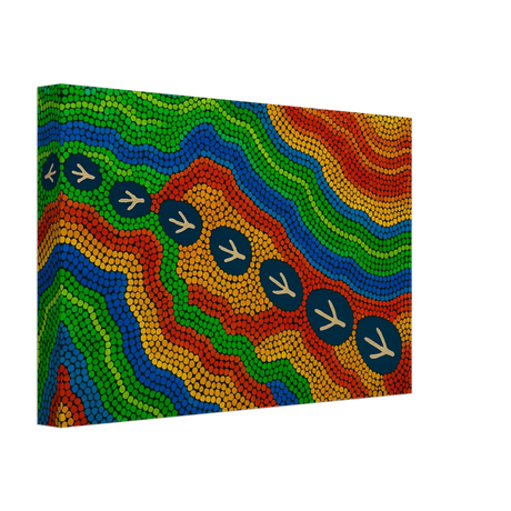 Emu Tracks Dreaming – Aboriginal Dot Painting Wall Art Print - Canvas - 20x30 cm / 8x12″ - 