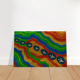 Emu Tracks Dreaming – Aboriginal Dot Painting Wall Art Print - Brushed Aluminum Print - 60x90 cm / 24x36″ - 