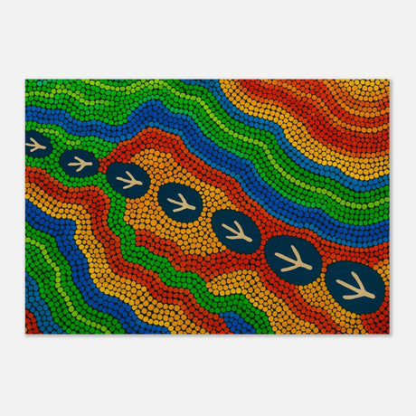 Emu Tracks Dreaming – Aboriginal Dot Painting Wall Art Print - Aluminum Print - 70x100 cm / 28x40″ - 