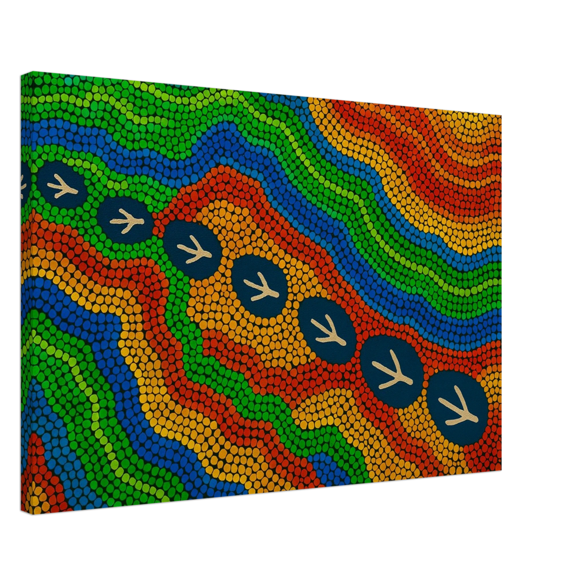 Emu Tracks Dreaming – Aboriginal Dot Painting Wall Art Print - Canvas - 50x75 cm / 20x30″ - 