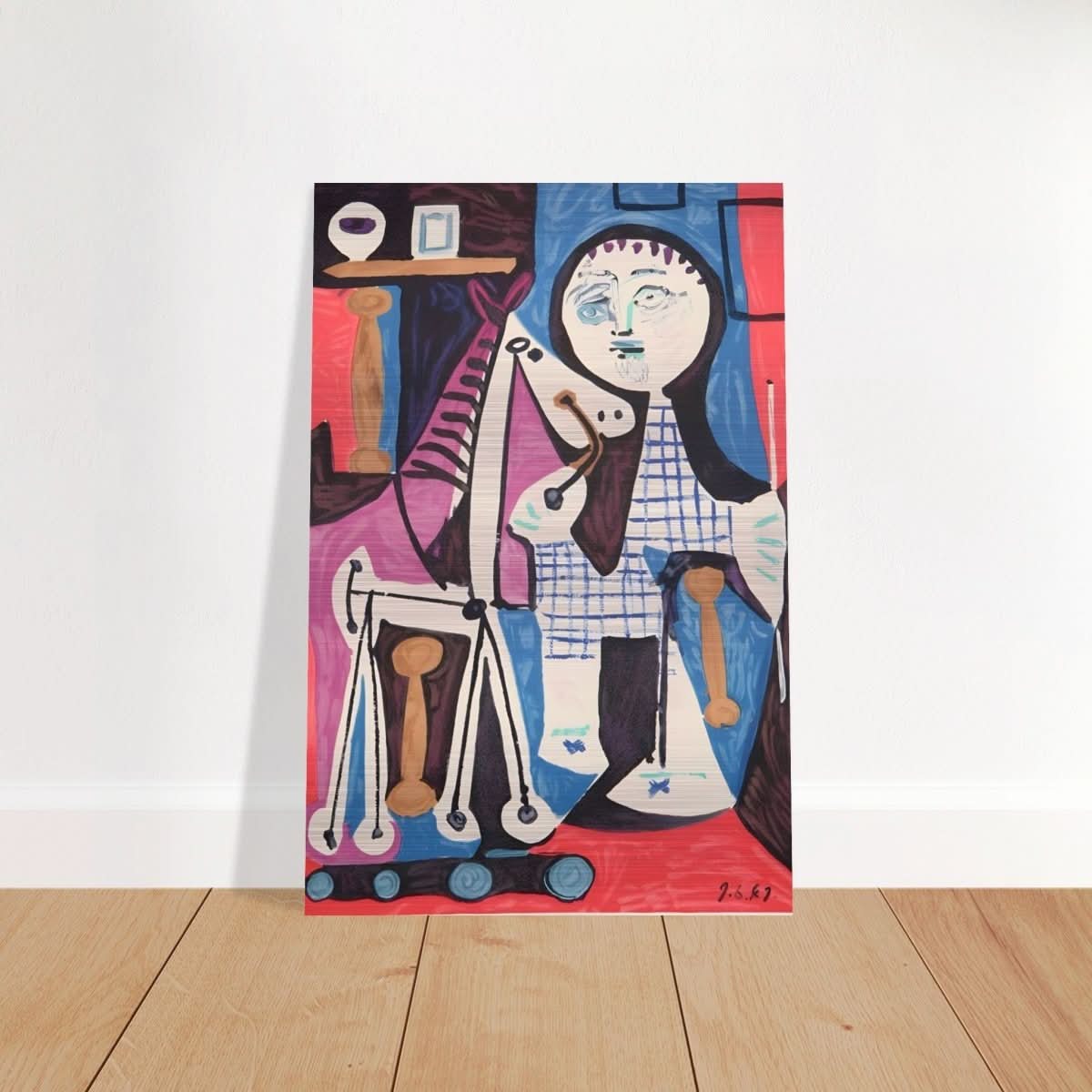 Enfant Avec Cheval a Toulettes by Pablo Picasso - Brushed Aluminum Print - 30x45 cm / 12x18″ - 