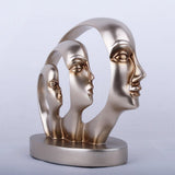 Eternal Faces Sculpture – Modern Abstract Resin Art in Gold or Silver | Trinity Faces Sculpture - Silver - 