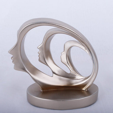 Eternal Faces Sculpture – Modern Abstract Resin Art in Gold or Silver | Trinity Faces Sculpture - Gold - 