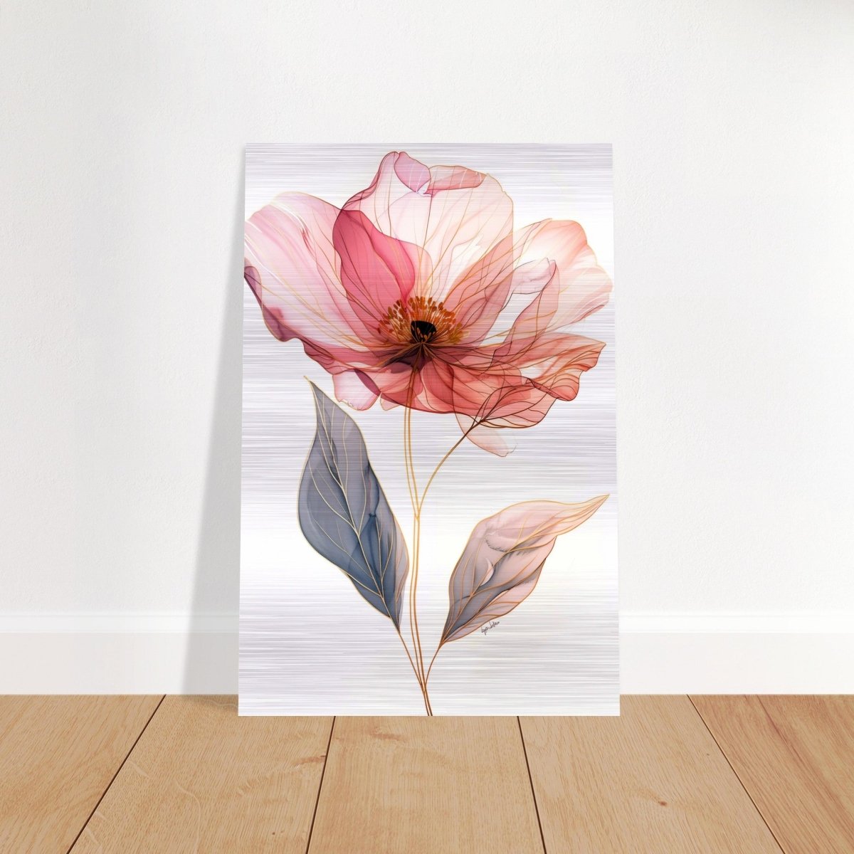 Ethereal Blossom | contemporary floral illustration - Brushed Aluminum Print - 30x45 cm / 12x18″ - 