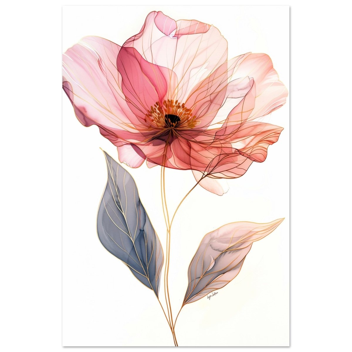 Ethereal Blossom | contemporary floral illustration - Aluminum Print - 30x45 cm / 12x18″ - 