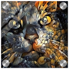 Ethereal Gaze – Abstract Feline Spirit Wall Art Print - Acrylic Print - 20x20 cm / 8x8″ - 