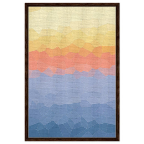 Ethereal Horizon: A Symphony of Color & Light | Abstract Wall art print - 60x90 cm / 24x36″ - Framed Canvas - Dark wood frame