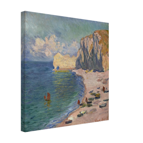 Étretat, The Beach and the Falaise d'Amont (1885) – Claude Monet Wall Art Print - Canvas - 40x40 cm / 16x16″ - 