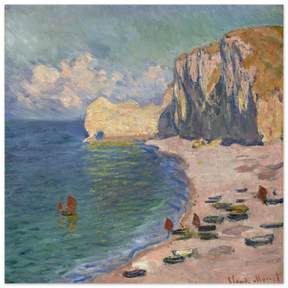 Étretat, The Beach and the Falaise d'Amont (1885) – Claude Monet Wall Art Print - Fine Art Poster - 30x30 cm / 12x12″ - 